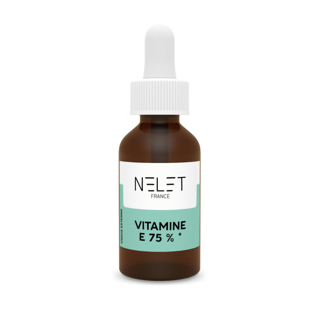 Photographie du sérum de vitamine E 75%.